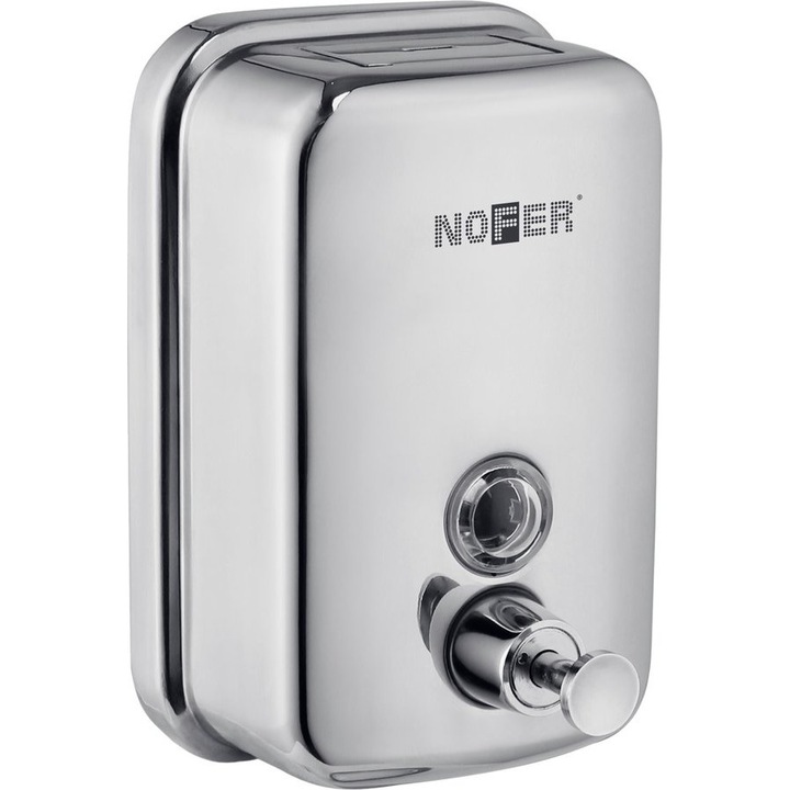 Dispenser de sapun, Nofer, 600ml, inox lucios, 98x150x101mm