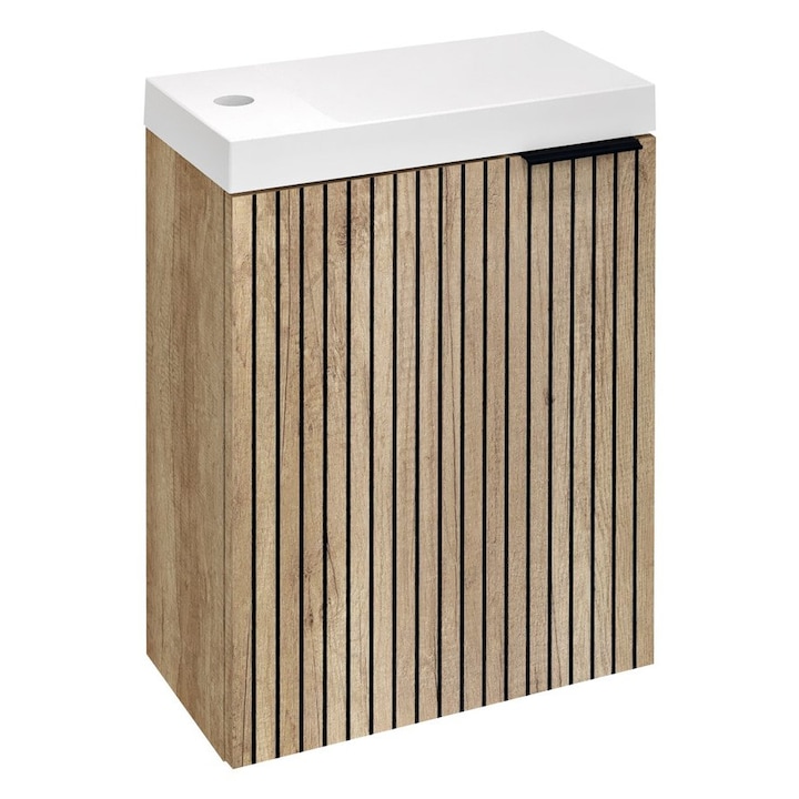 Mobilier baie, Sapho, LATUS, 39,4x50x22cm, culoare: dub alabama strip, cu usi cu inchidere lenta