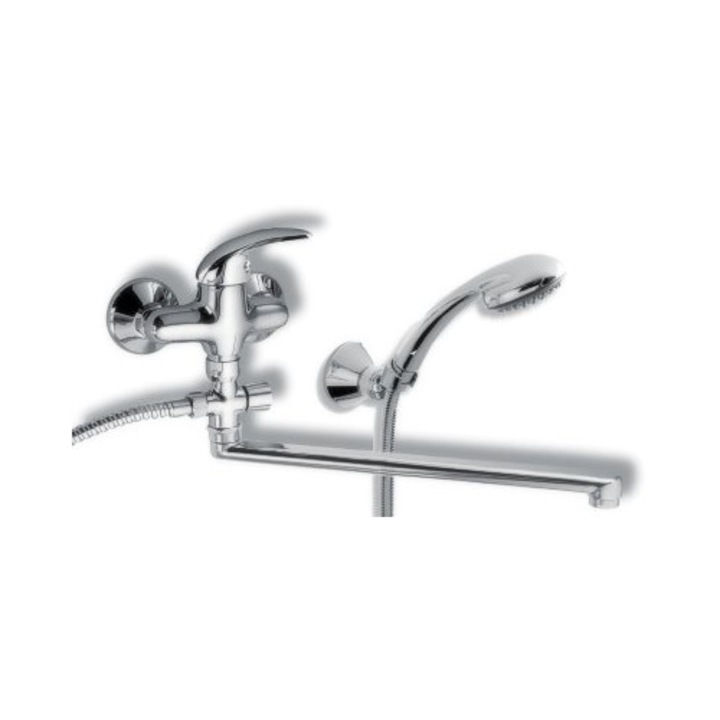 Baterie sanitara pentru baie, Novaservis, Metalia 55, crom, 150 mm, cu dus mobil de 150 cm