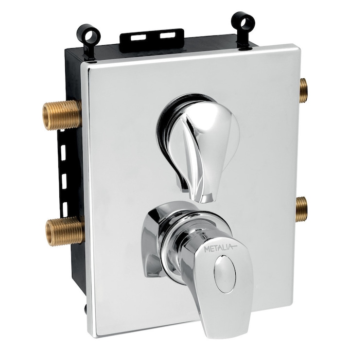 Baterie termostatica submontata Novaservis, 2 iesiri, crom, argintiu
