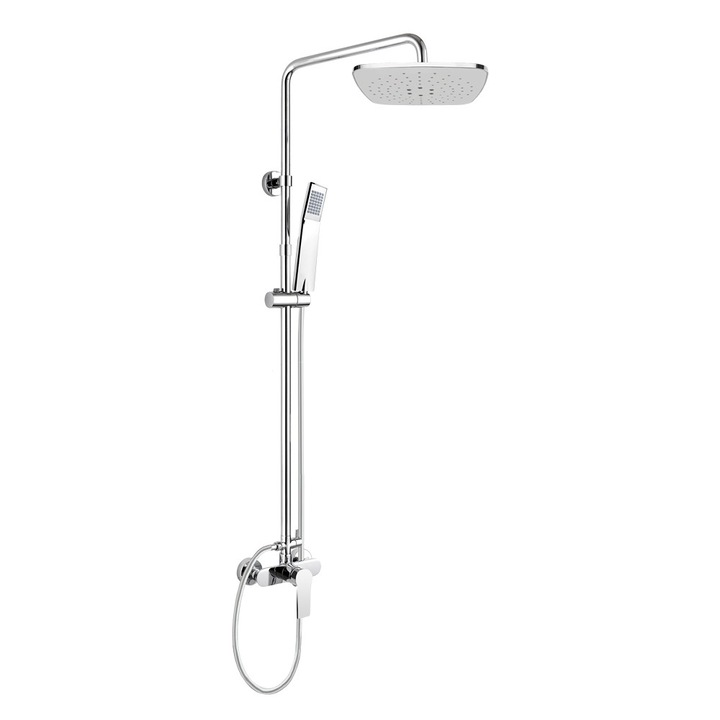 Baterie de dus Mereo Dita, set cu dus patrat, 150 mm, 225x225 mm, culoare gri