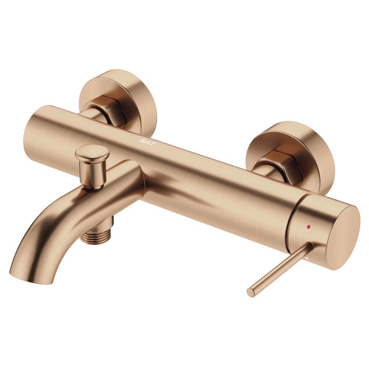 Baterie sanitara pentru cada SAT, design rotund, roz aurit, 150 mm, finisaj mat