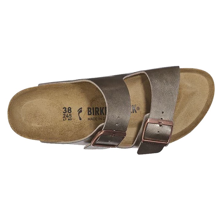 Slapi Birkenstock Synthetics Arizona Birko-Flor, brant anatomic, bej, piele intoarsa