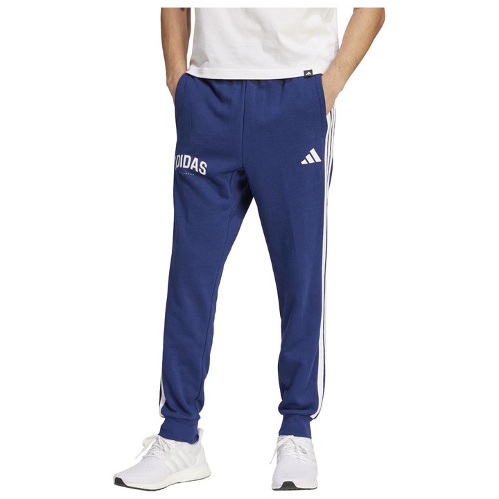 Pantaloni sport barbati, Adidas JM2481, bumbac/poliester, albastru, S INTL