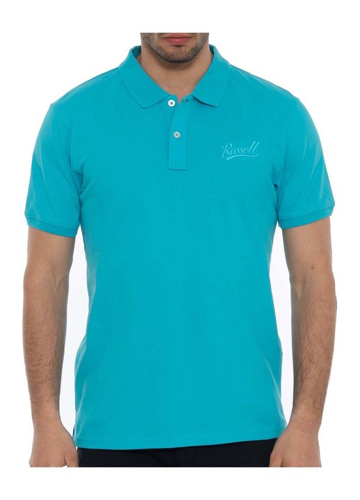 Tricou polo barbati Russell Athletic, bumbac, Turcoaz