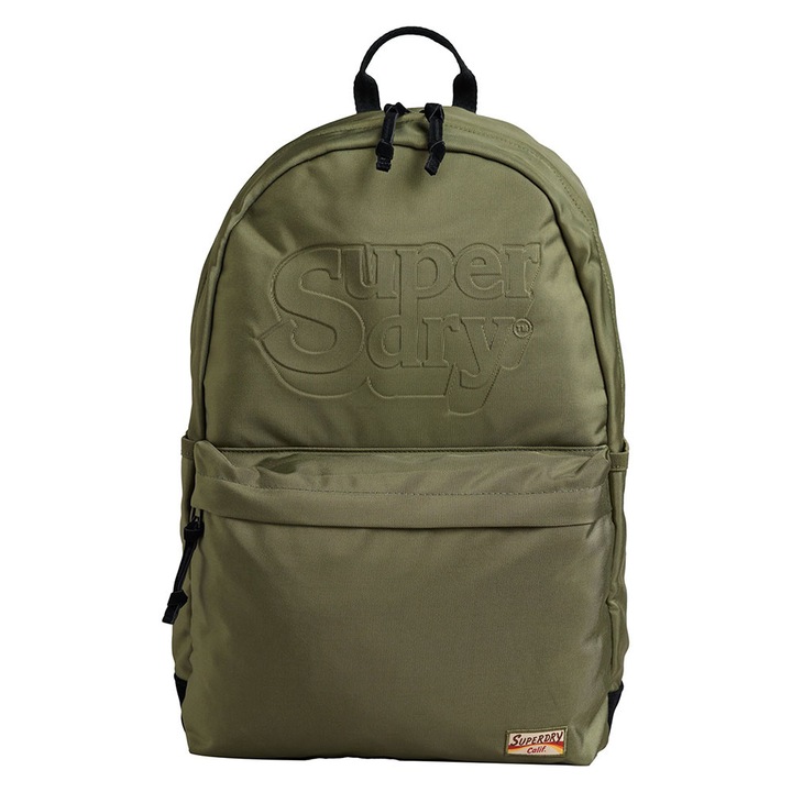 Rucsac Superdry Vintage Graphic Montana, 45x27x12cm, 2 buzunare elastice, verde inchis