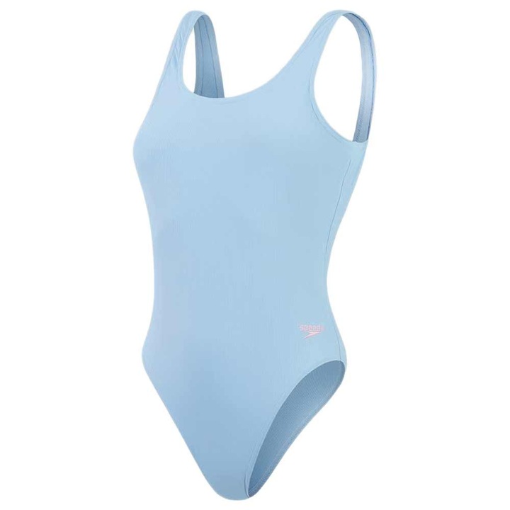 Costum de baie texturat cu spate adanc in U Speedo pentru femei, nylon, albastru deschis, 38