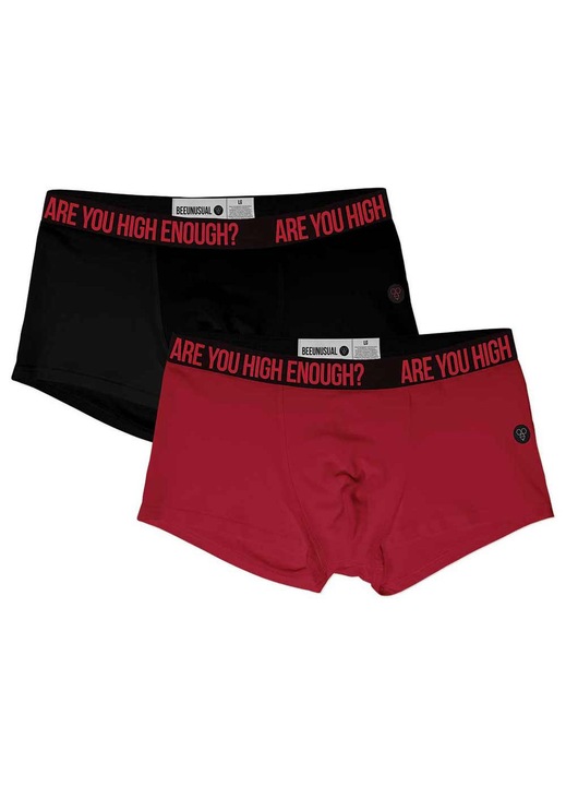 Lenjerie intima barbati BEE UNUSUAL set 2 boxeri, negru si rosu, 95% bumbac, 5% elastan, XL INTL