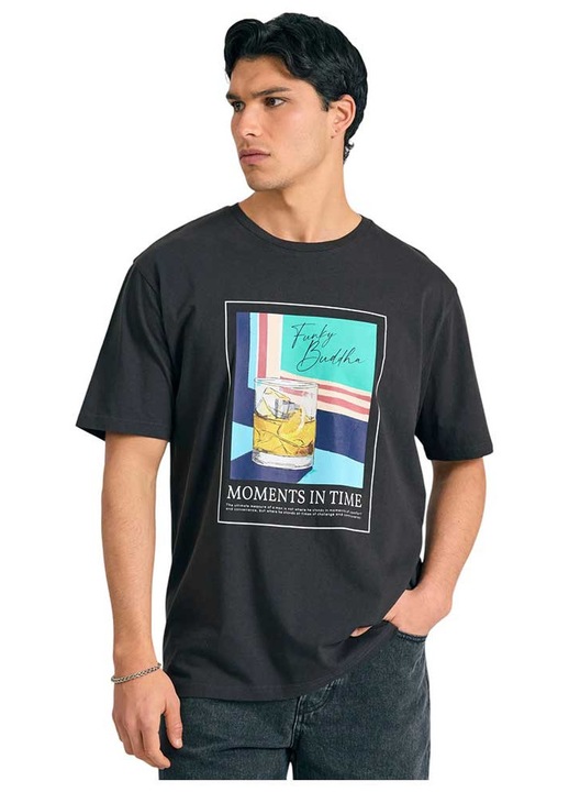 Tricou barbati Funky Buddha, maneca scurta, negru, bumbac, XL INTL