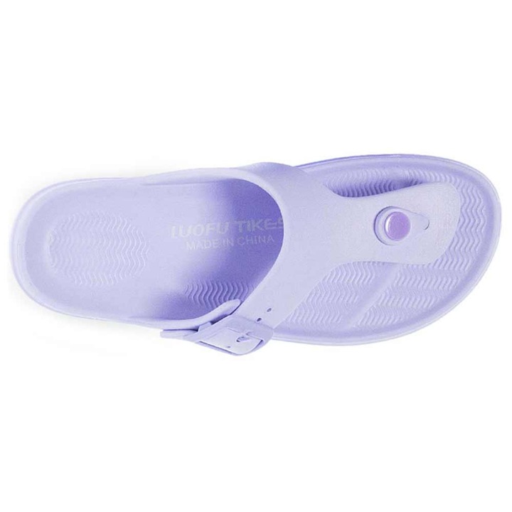 Slapi de plaja Luofu, model T-Bar, talpa antiderapanta, culoare lila, material EVA