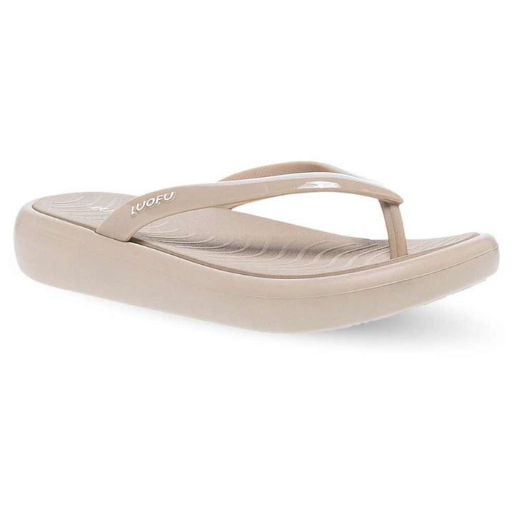 Slapi de plaja Luofu, talpa antiderapanta, calcai confortabil, bej, spuma EVA