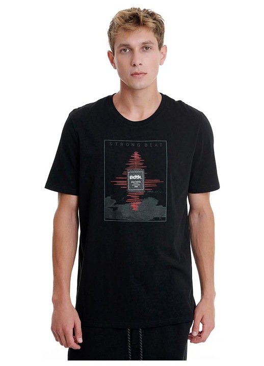 Tricou barbati BodyTalk, imprimeu fata, negru, bumbac 100%, S INTL