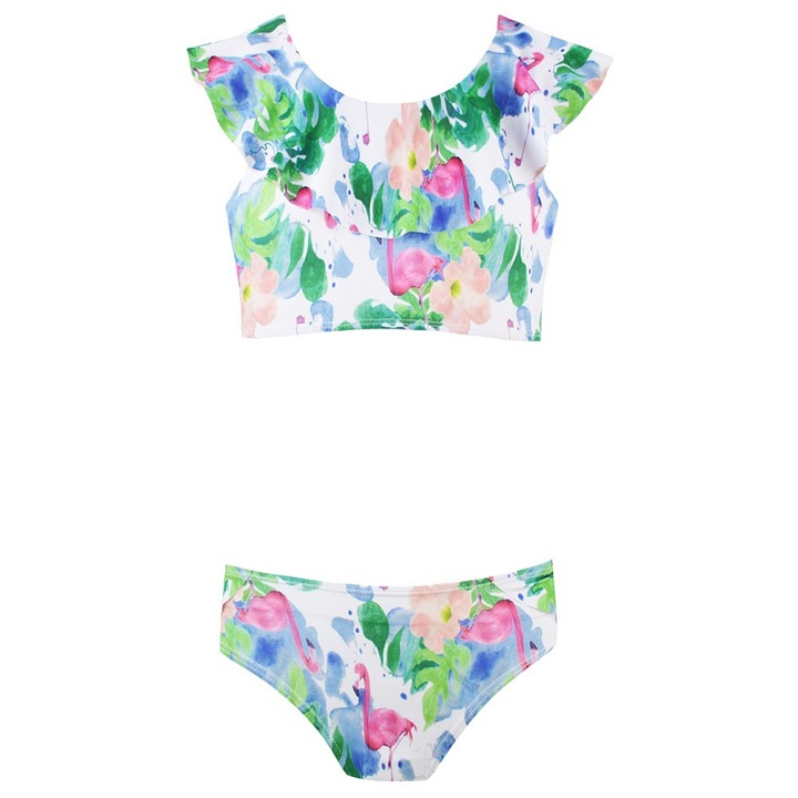 Costum de baie copii, Energiers, set bikini, volane, multicolor, poliester-elastan, 140 CM