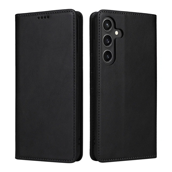 Калъф за Samsung Galaxy A56 Daden® Flip Leather Deluxe, Удароустойчив, Магнитно закопчаване, Джоб за карти, Премиум качество, Черен