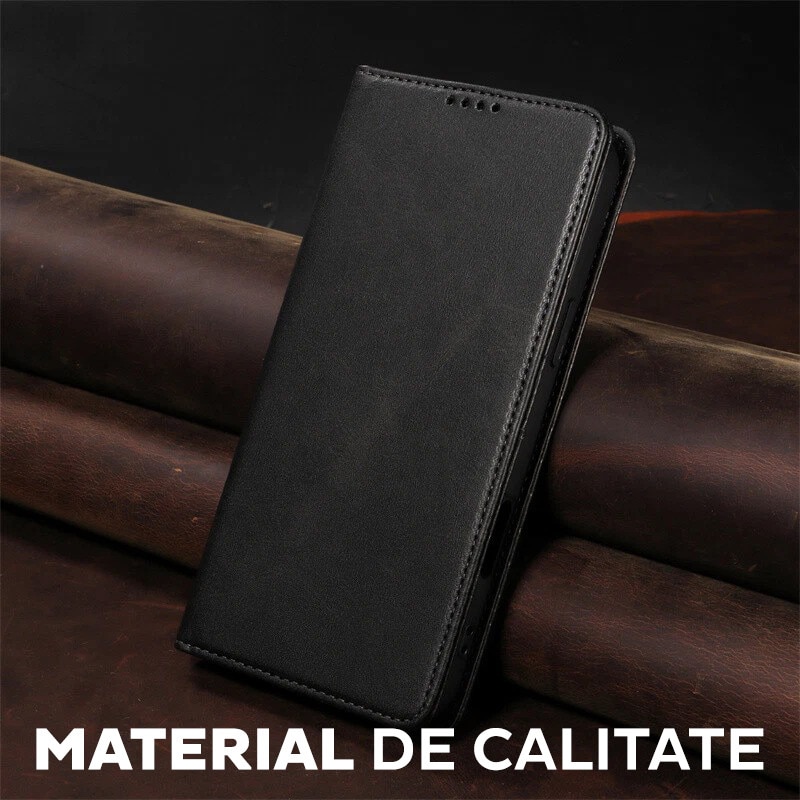 Husa pentru Samsung Galaxy A56 Daden® Flip Leather Deluxe, Antisoc, Inchidere magnetica, Buzunar card, Calitate Premium, Negru