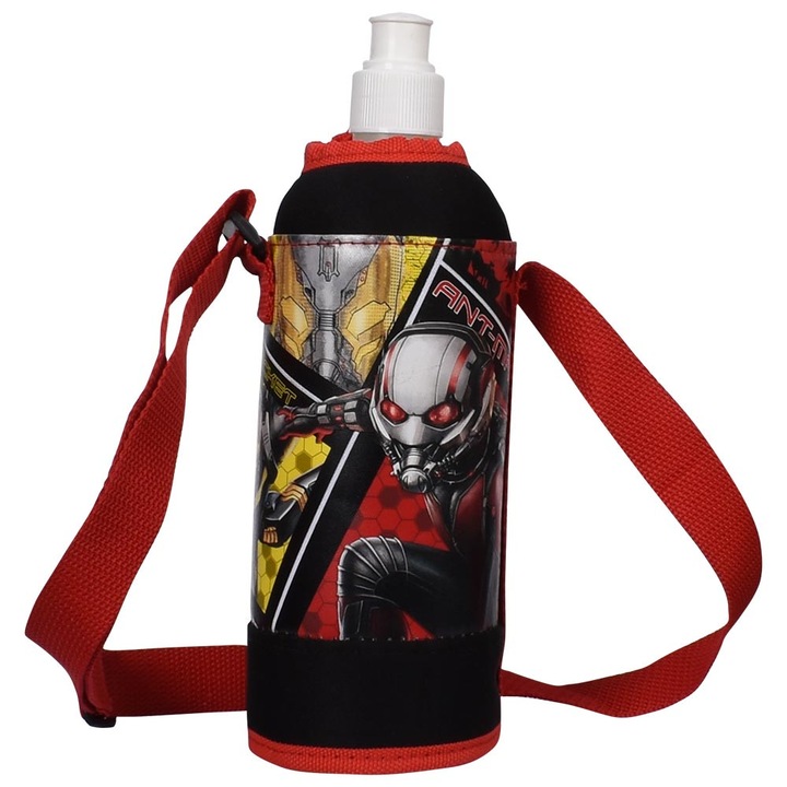 Sticla apa Sunce, model Ant-Man, capac flip top, 750 ml, rosu