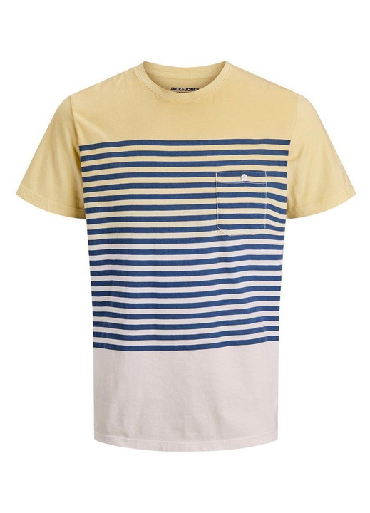 Tricou barbati, Jack & Jones, galben/alb/bleumarin, bumbac, L INTL