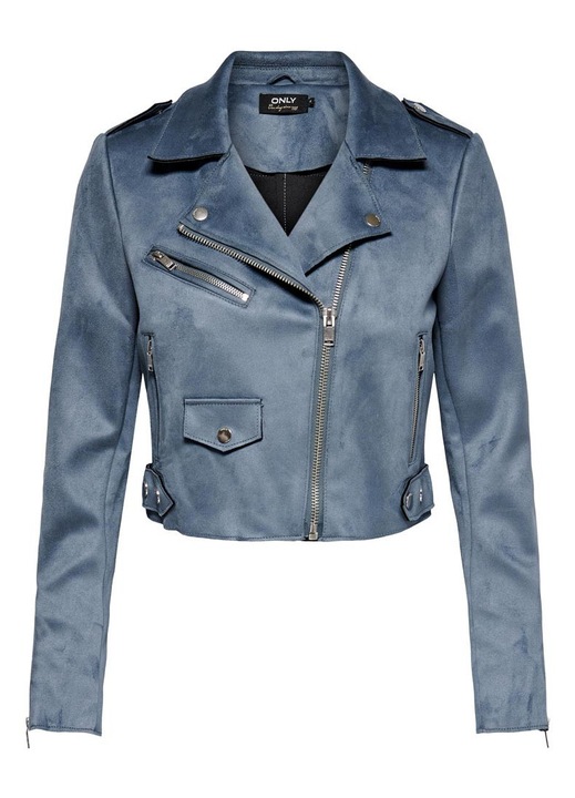 Jacheta biker Only, detalii cu fermoar, albastru, poliester, S INTL