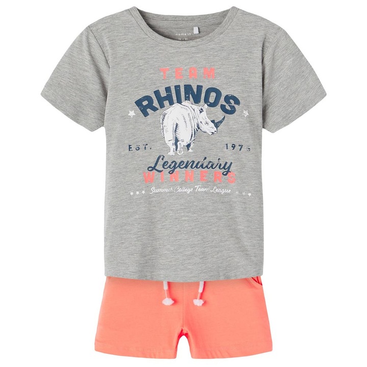 Compleu copii, Name It, bumbac/elastan, gri/roz, 86cm