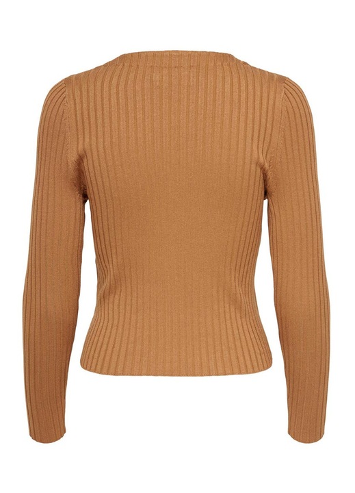 Pulover dama Only, cardigan, decolteu in V, inchidere cu nasturi, maro, viscoza, L INTL