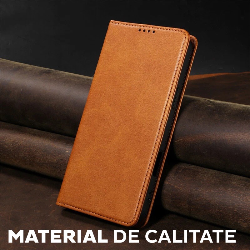 Husa pentru Samsung Galaxy A57 5G Daden® Flip Leather Deluxe, Antisoc, Inchidere magnetica, Buzunar card, Calitate Premium, Maro