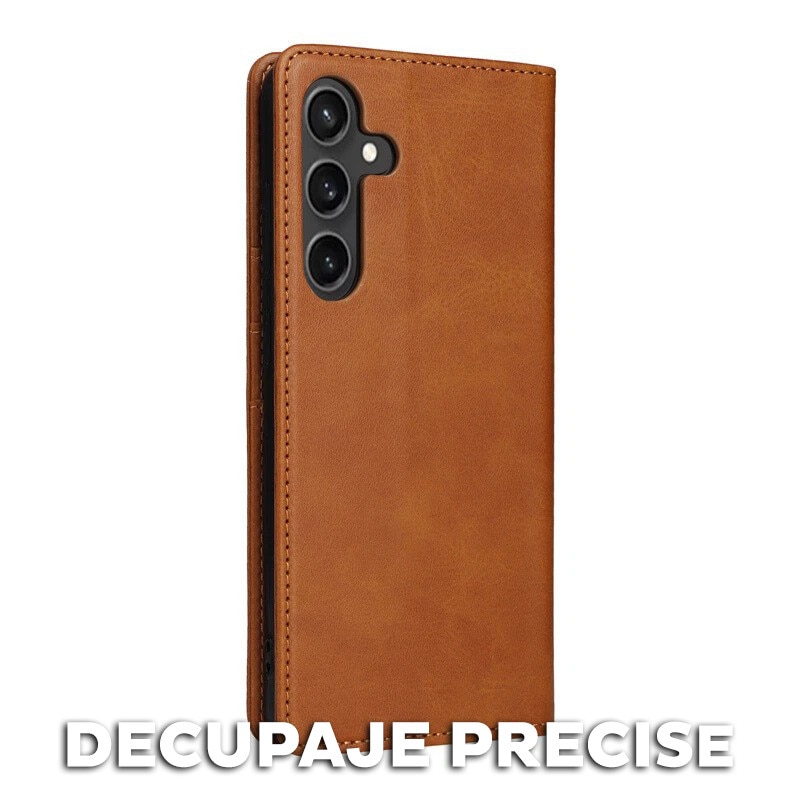 Husa pentru Samsung Galaxy A57 5G Daden® Flip Leather Deluxe, Antisoc, Inchidere magnetica, Buzunar card, Calitate Premium, Maro