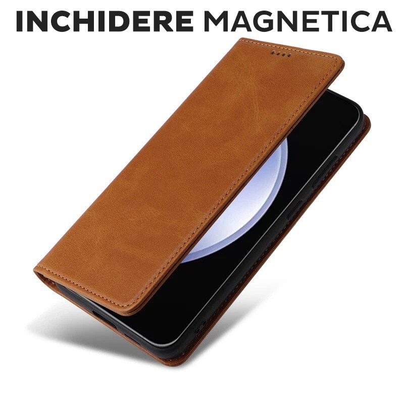 Husa pentru Samsung Galaxy A57 5G Daden® Flip Leather Deluxe, Antisoc, Inchidere magnetica, Buzunar card, Calitate Premium, Maro