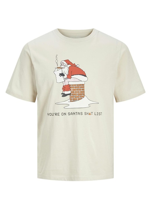 Tricou barbati, Jack & Jones, design festiv, elastic, grej, bumbac