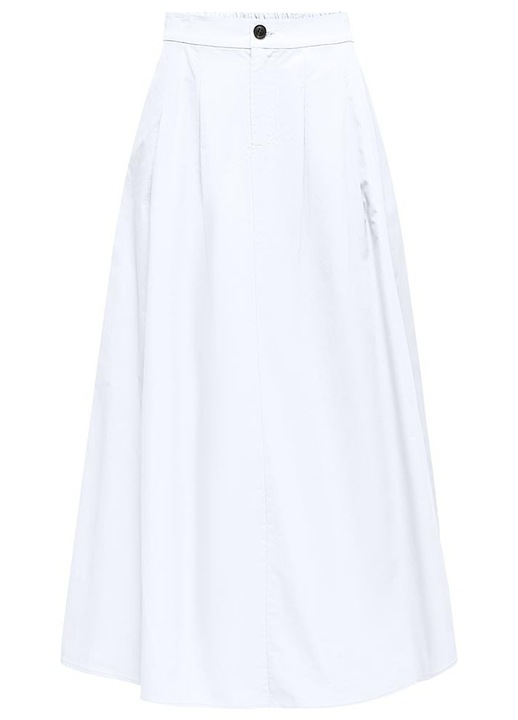 Fusta Only, talie inalta, detaliu plisat, alb, bumbac