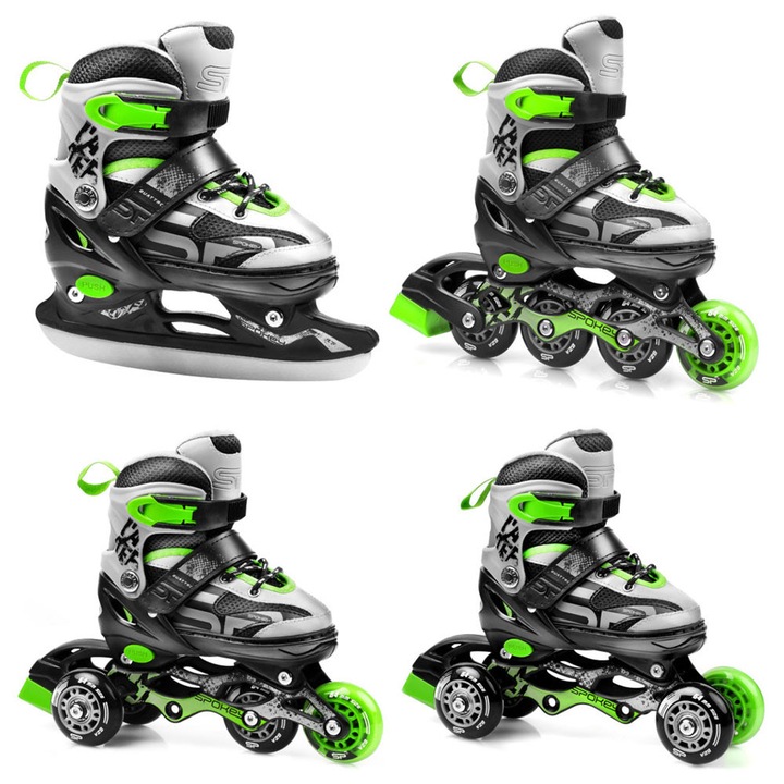 Role Spokey Quattro 4in1, 30-33, 4 forme, aluminiu, polyester, ABEC7, 64mm-70mm