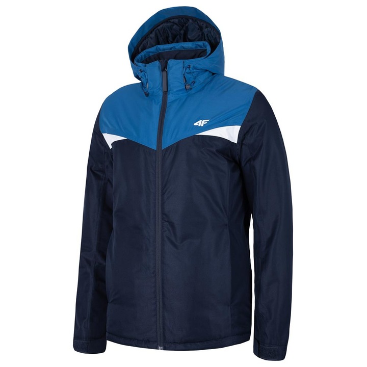 Geaca de ski 4F, gluga detasabila, impermeabilitate 5.000 mm, albastra, poliester, S INTL