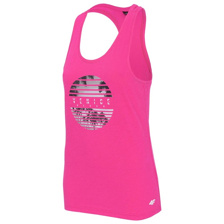 Maiou sport dama 4F, fara maneci, culoare roz, material respirabil textil, XS INTL