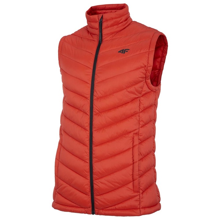 Vesta sport barbati 4F, slim fit, guler inalt, rosu, poliamida