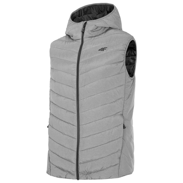 Vesta sport barbati 4F, gri, poliamida, croiala regulata, gluga integrata, S INTL