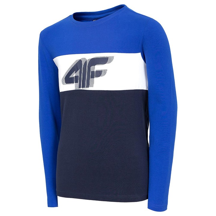 Bluza cu maneca lunga pentru copii 4F HJZ20-JTSML002A, bumbac, albastru/bleumarin, 122 CM