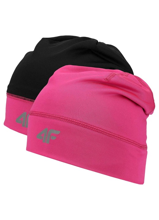 Caciula cu 2 fete, 4F, H4Z19-CAU064, poliester/elastan, negru/roz