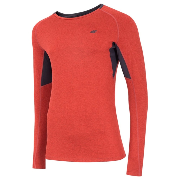 Bluza barbati 4F, maneca lunga, elastic, tehnologie 4FDry, rosu, poliester, M INTL