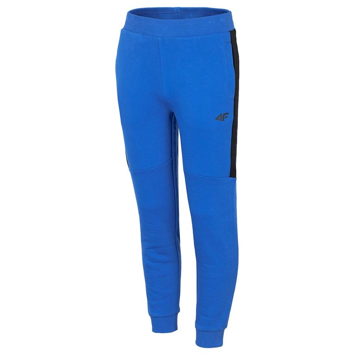 Pantaloni sport copii 4F, model HJZ22-JSPMD003, confortabili, bumbac, albastru