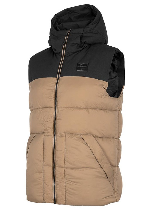 Vesta din puf barbati 4F, usoara, confortabila, negru/maro, L INTL
