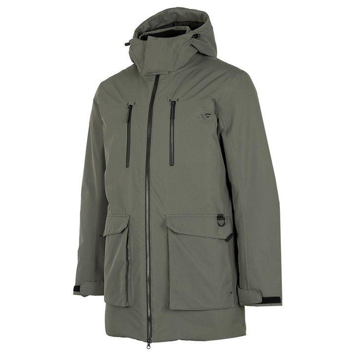 Jacheta sport 4F, model H4Z22-KUM001, confortabila, impermeabila, cu gluga ajustabila, poliester