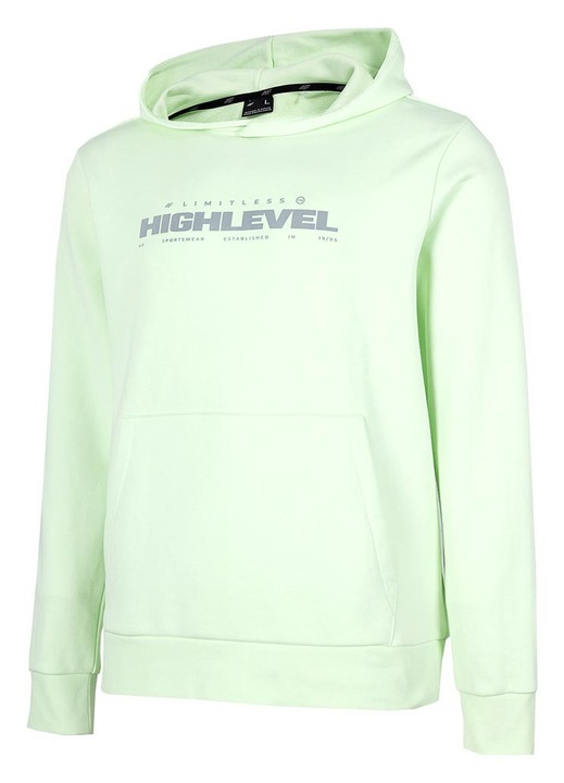 Hanorac barbati 4F, croiala regulata, gluga integrata, buzunar tip cangur, verde, bumbac/poliester, 3XL INTL