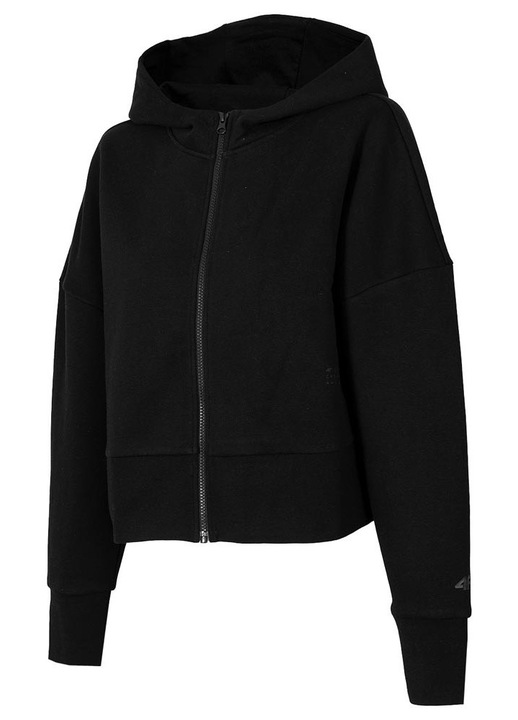 Geaca 4F pentru femei, croiala regulata, gluga integrata, neagra, bumbac, XL INTL