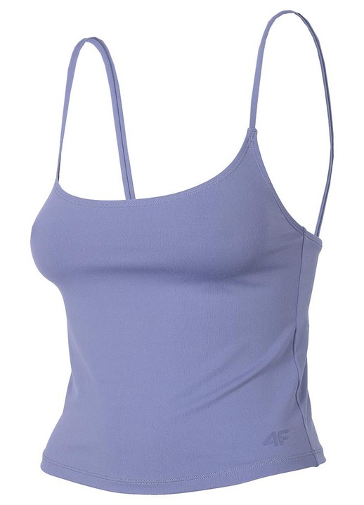 Maiou dama 4F, fara maneci, slim, bretele subtiri, nailon-elastan, albastru, S INTL