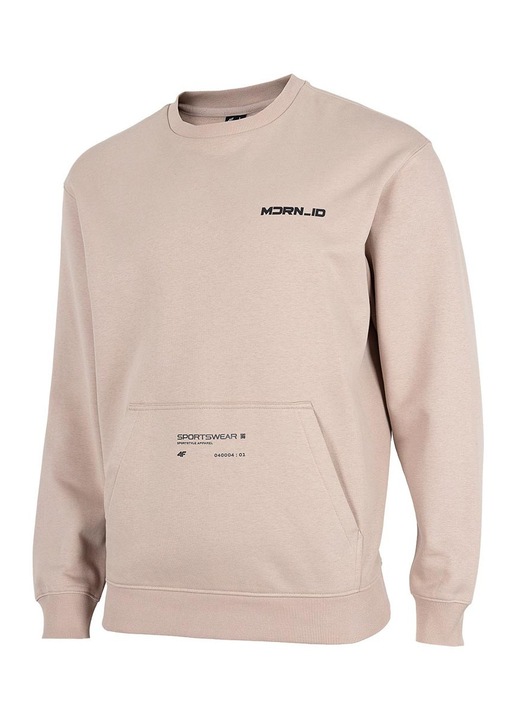 Hanorac barbati 4F, standard, decolteu rotund, buzunar cangur, bumbac/poliester, bej, 3XL INTL