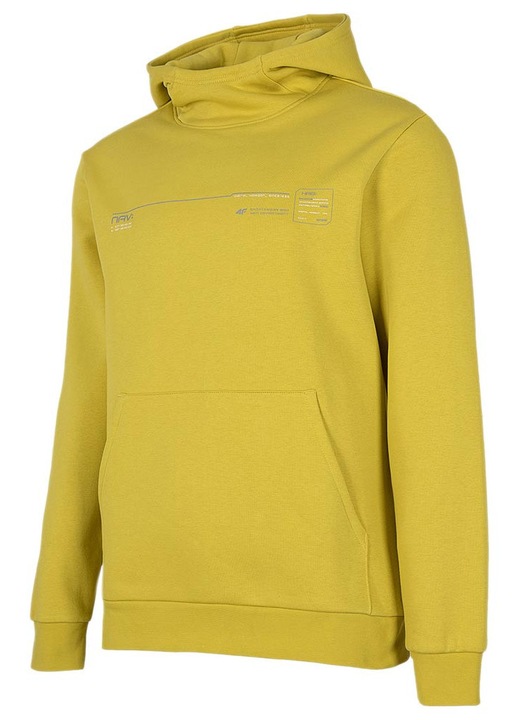 Hanorac barbati 4F, galben, bumbac, croiala regulata, gluga integrata, 2XL INTL