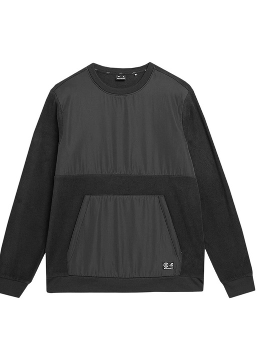 Hanorac barbati 4F, standard, decolteu rotund, buzunar cangur, poliester, negru