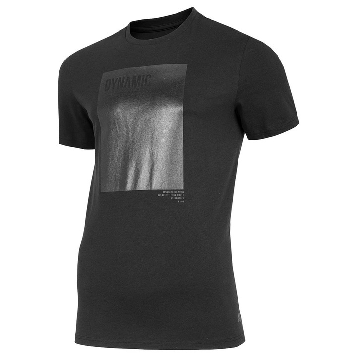 Tricou sport barbati 4F, croiala regulata, imprimeu pe piept, bumbac