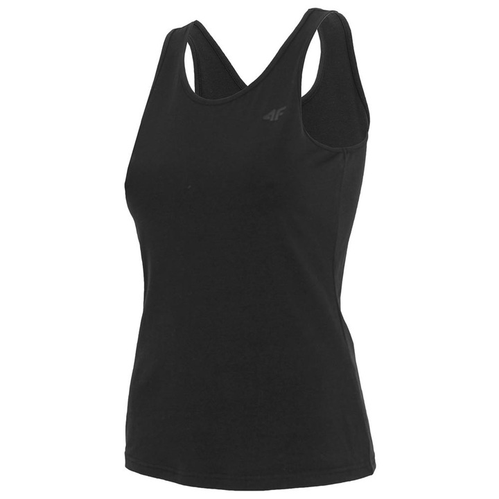 Maiou sport dama 4F, slim, bumbac-elastan, negru, S INTL
