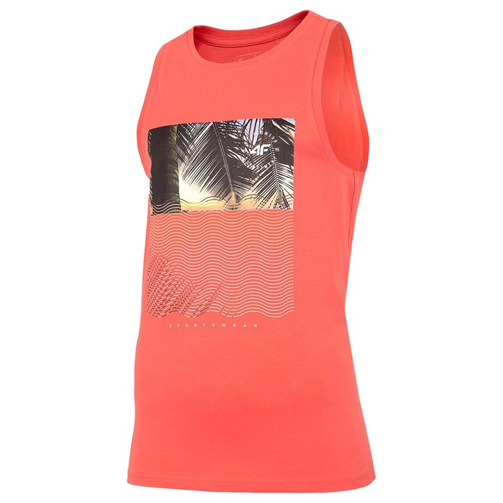 Maiou sport barbati 4F, portocaliu, bumbac, croiala regulata, decolteu rotund, M INTL