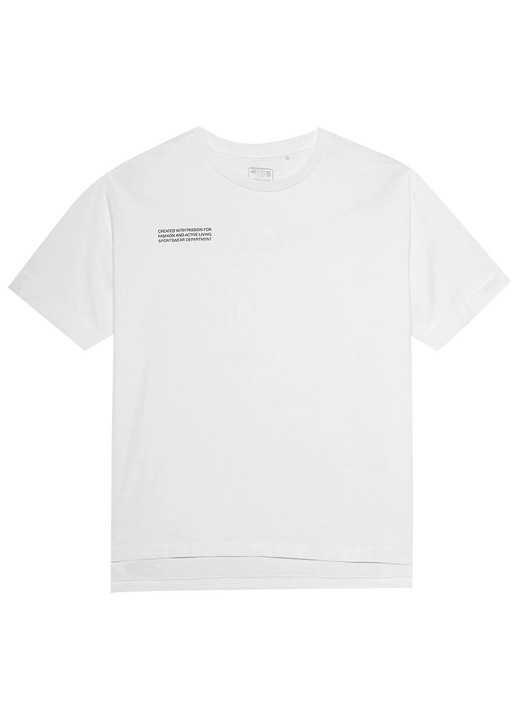 Tricou dama 4F, maneca scurta, croiala regulata, decolteu rotund, bumbac, alb